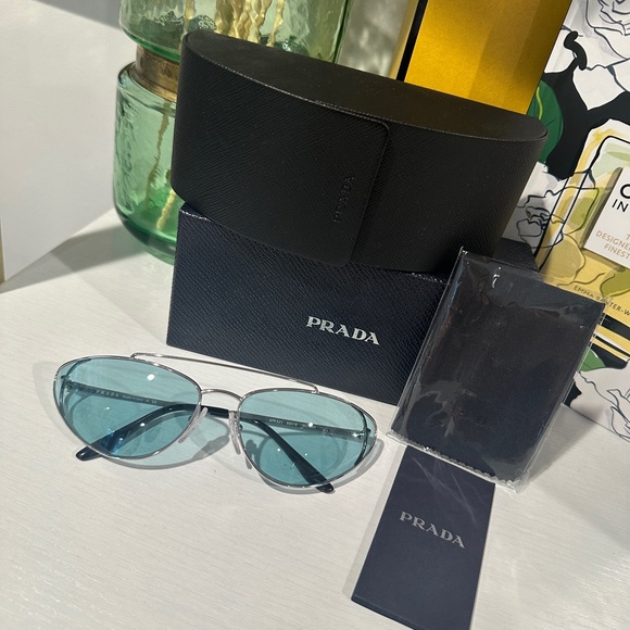 Prada SPR62V 1BC-0B5 66-16-130mm Silver Frame Sunglasses - Picture 3 of 7